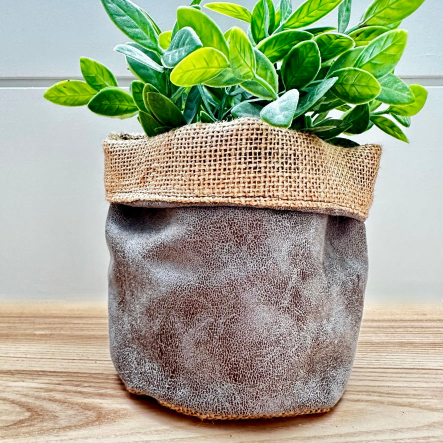 4" The Smokey Smooth Suede Cuffed Plant Pot Cover