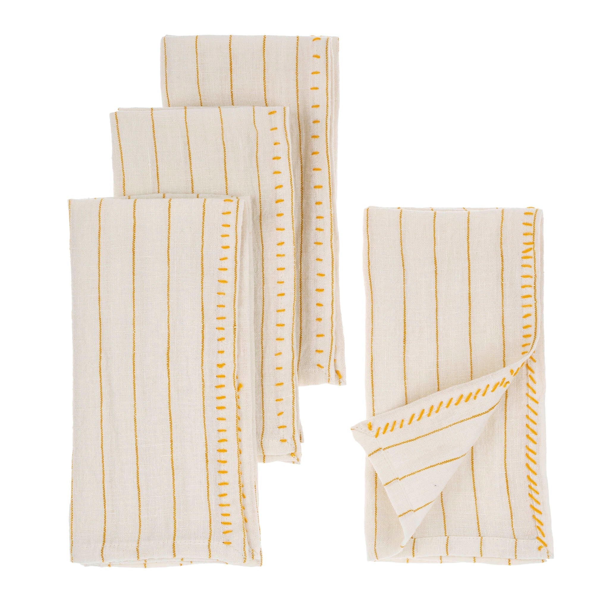 Yellow Linen Stripe Napkins s/4