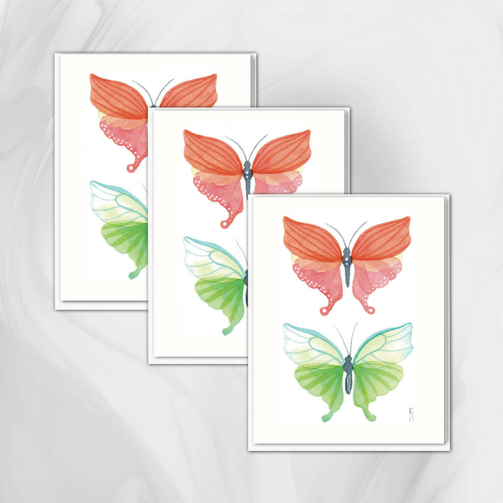 Butterfly Duet - Set of 3 Note cards