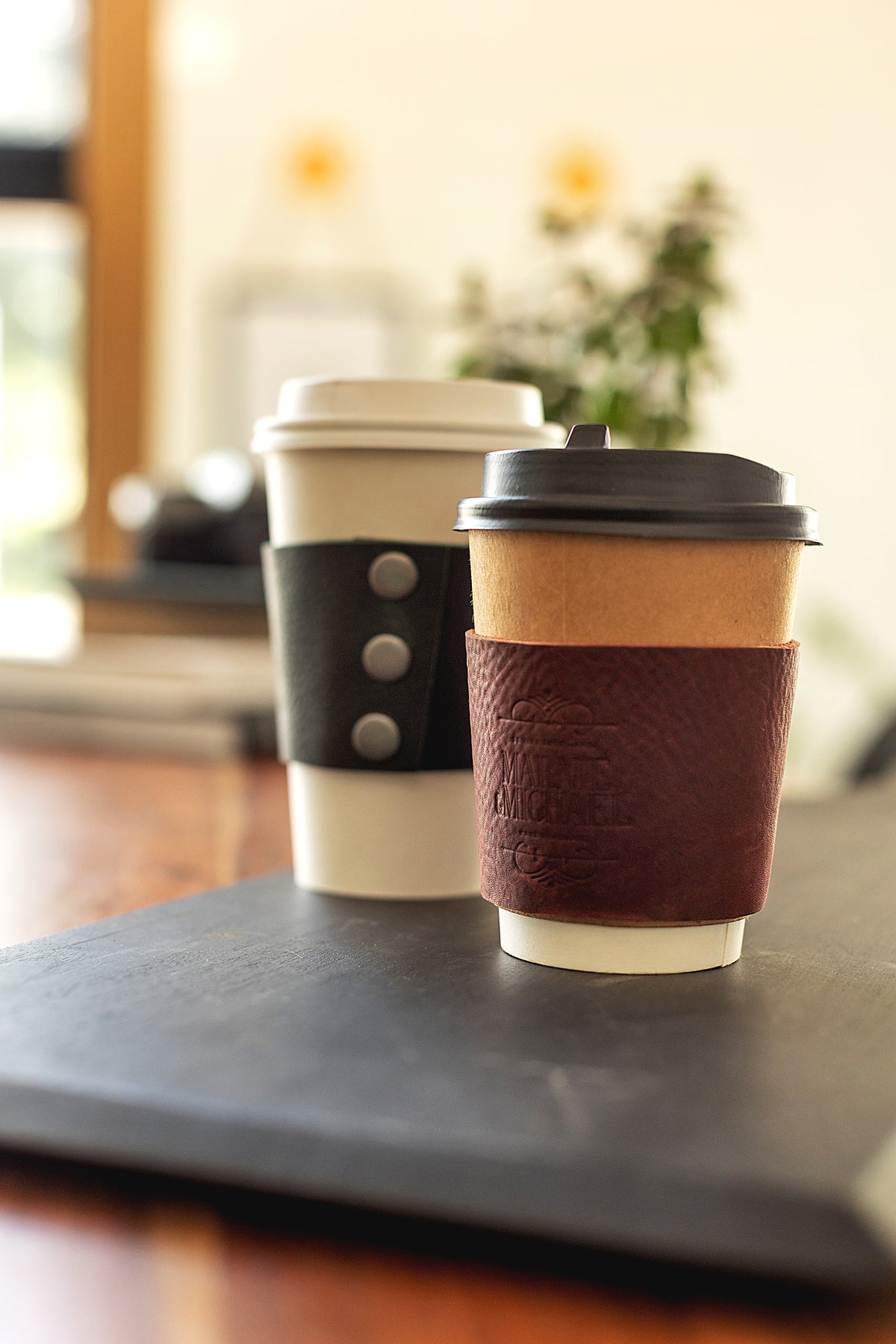 Customizable Leather Coffee Sleeve with Company Logo Embossing
