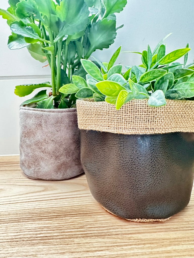 4" Dark Chocolate Cuffed Plant Pot Cover