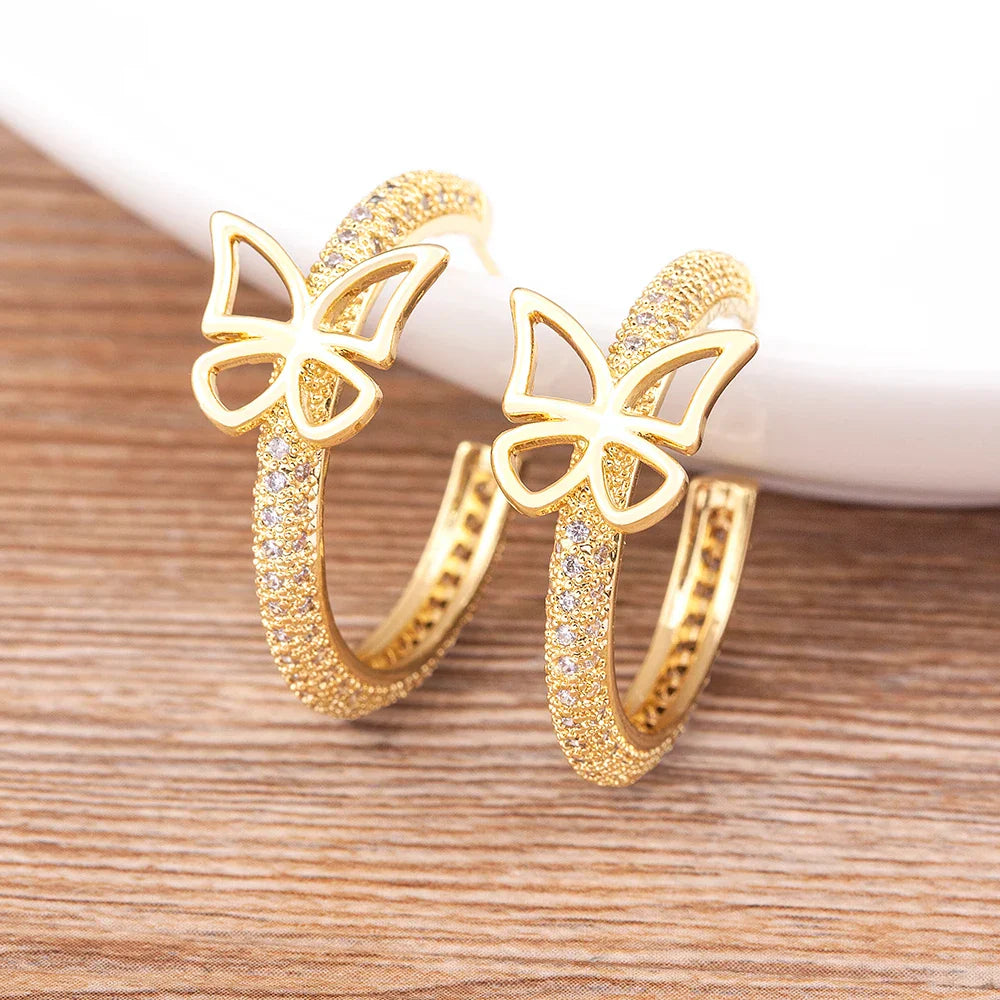 Exquisite Vintage Inspired Butterfly Hoop Earrings