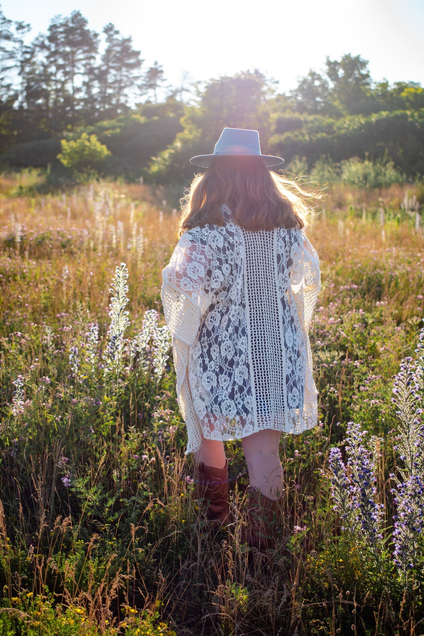 The Meadow - Soft Lace Ivory Boho Kimono