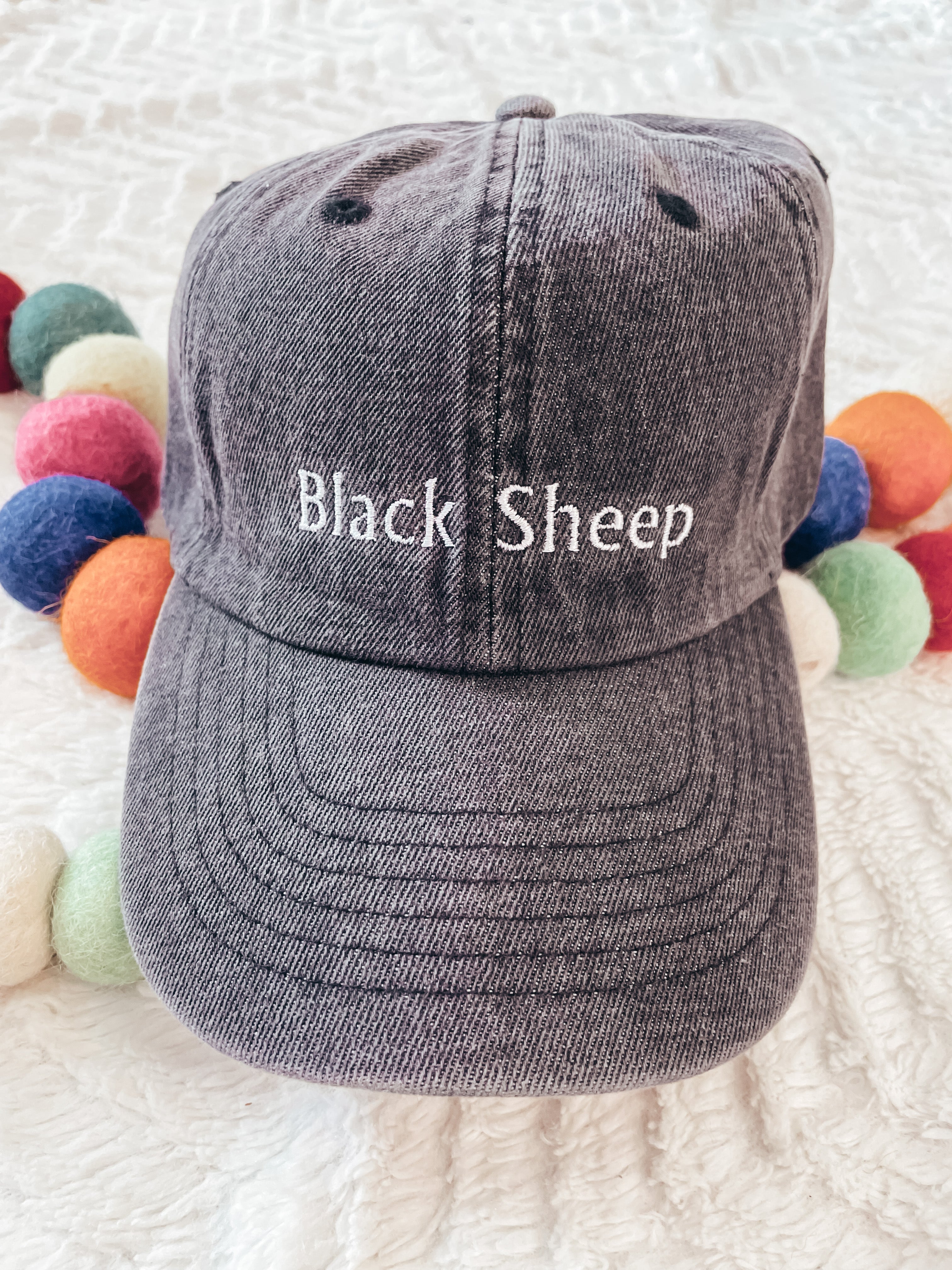 Black Sheep Baseball Hat - Vintage Wash Black