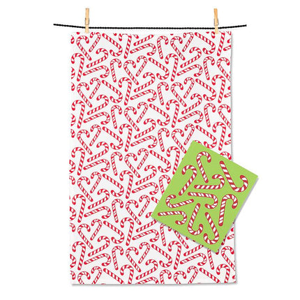 Candy Cane Dish & Towel Set