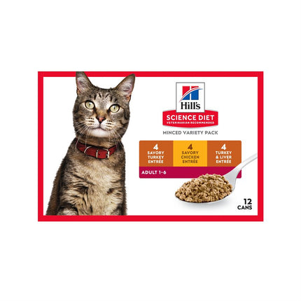 Hill's Science Diet Adult Cat Minced Entrée Variety Pack 12 / 5.5oz