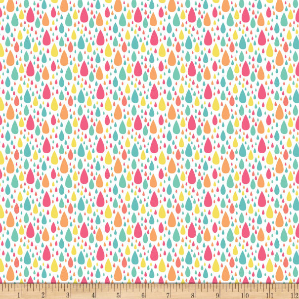 Be the Rainbow Collection - Raindrops on white 1/2 yard