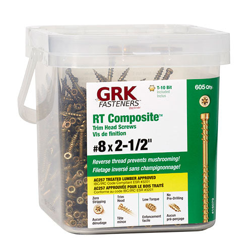 8 X 2-1/2" R.T. Composite GRK Trim Screw (Qty: 605)