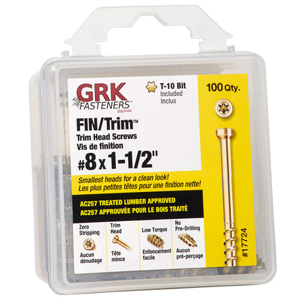 8 X 1-1/2" Trim Head GRK Screw (Qty: 100)
