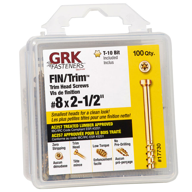 8 X 2-1/2" Trim Head GRK Screw (Qty: 100)