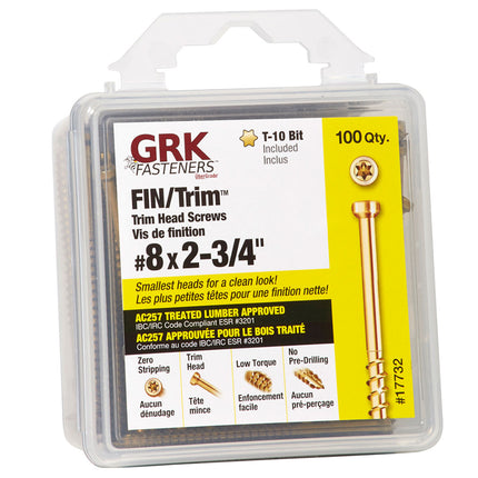 8 X 2-3/4" Trim Head GRK Screw (Qty: 100)