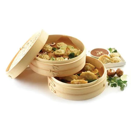 2 Tier Bamboo Steamer with Lid