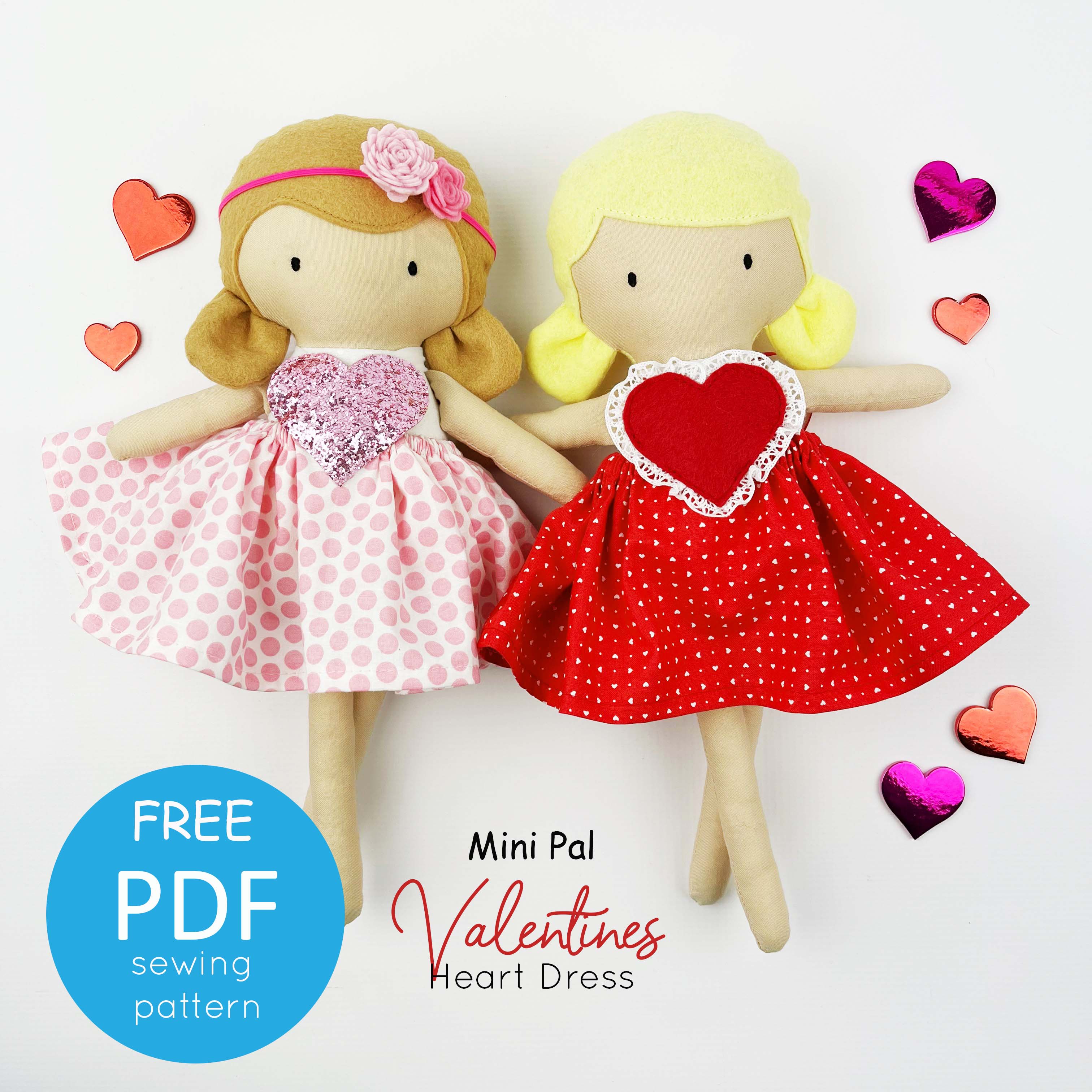 Mini Pal 14" doll Valentines heart dress - FREE