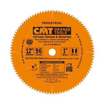 CMT 12" X 96 T 1" Bore Industrial Fine Cut-off Melamine