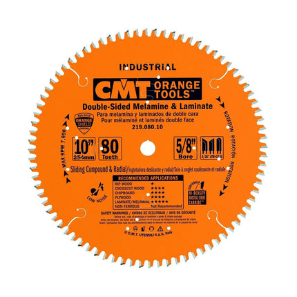 CMT Ind. Blade 10" X 80 Teeth 4/30" ATB+1TCG Grind with 5/8" Bore