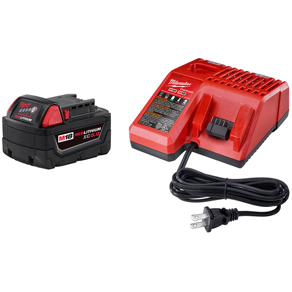 Milwaukee M18 Redlithium XC 5.0Ah Battery and Charger Starter Kit