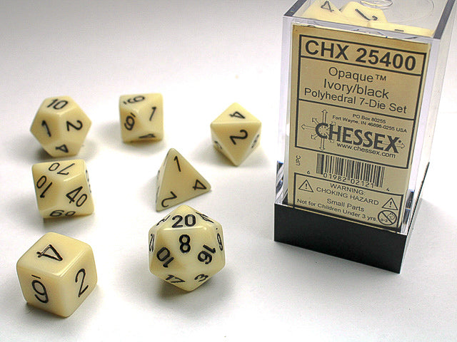 Chessex 7ct Opaque Ivory/Black Dice Set