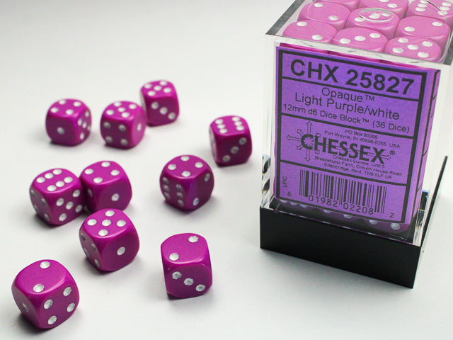 Chessex 36ct Purple/white Opaque D6 Dice