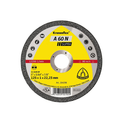Kronenflex cut-off wheels 0,8 - 1,0 mm A 60 N Supra 4-1/2" x 3/64 x 7/8"