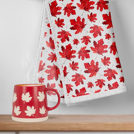 Wide Base Mug with Maple Leaves