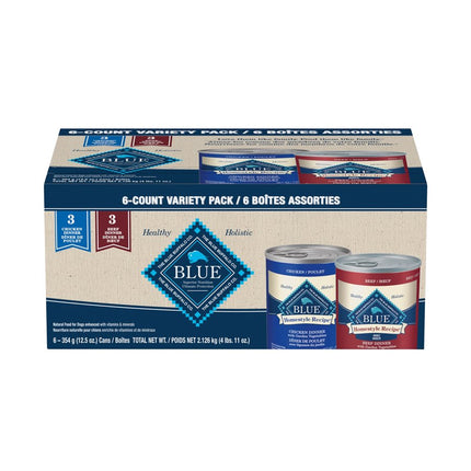 Blue Buffalo Homestyle Recipe Dog Chicken / Beef Variety Pack 6 / 12.5oz