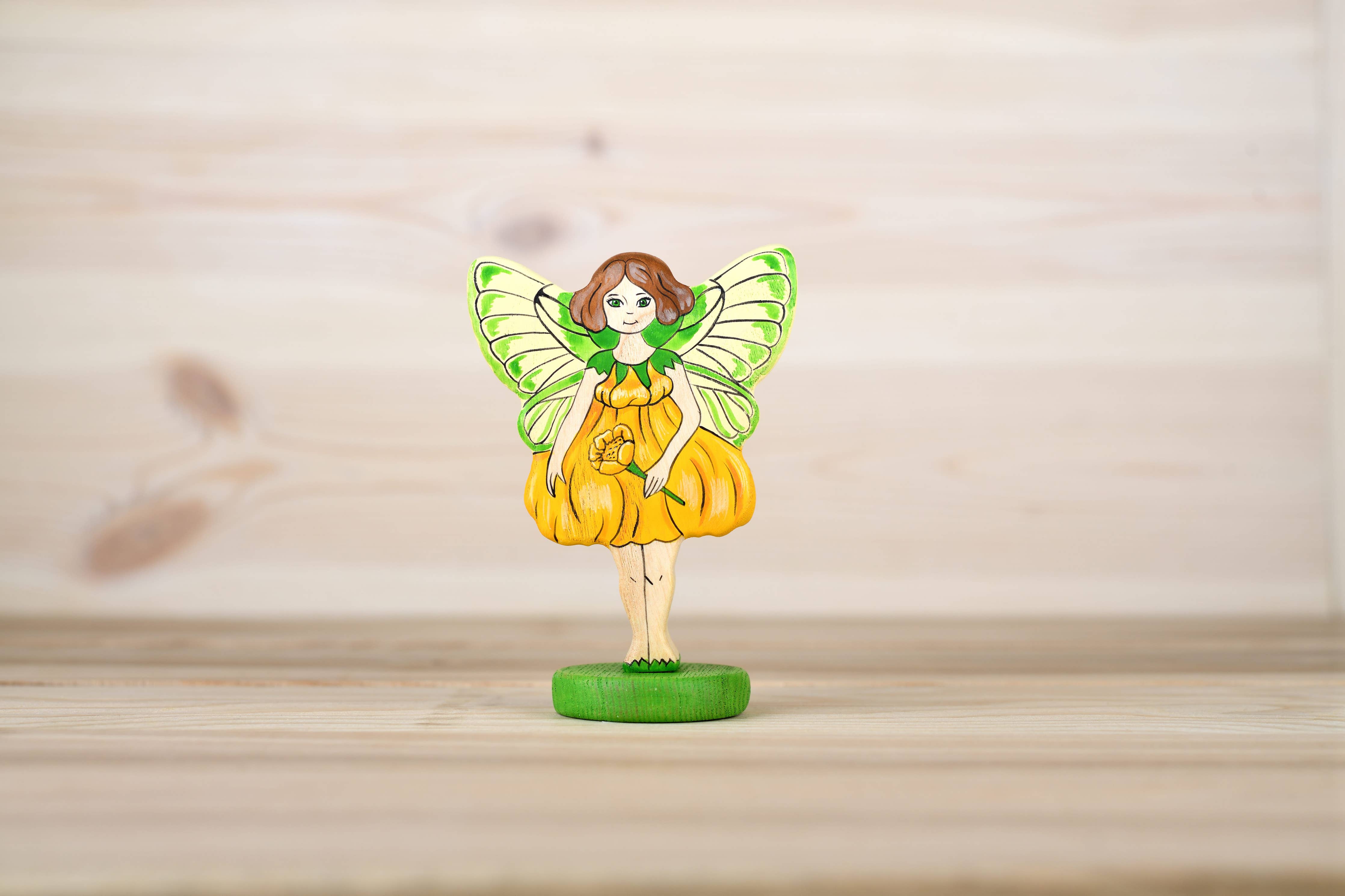 Wooden Yellow Fairy Flower fairy toy for kids