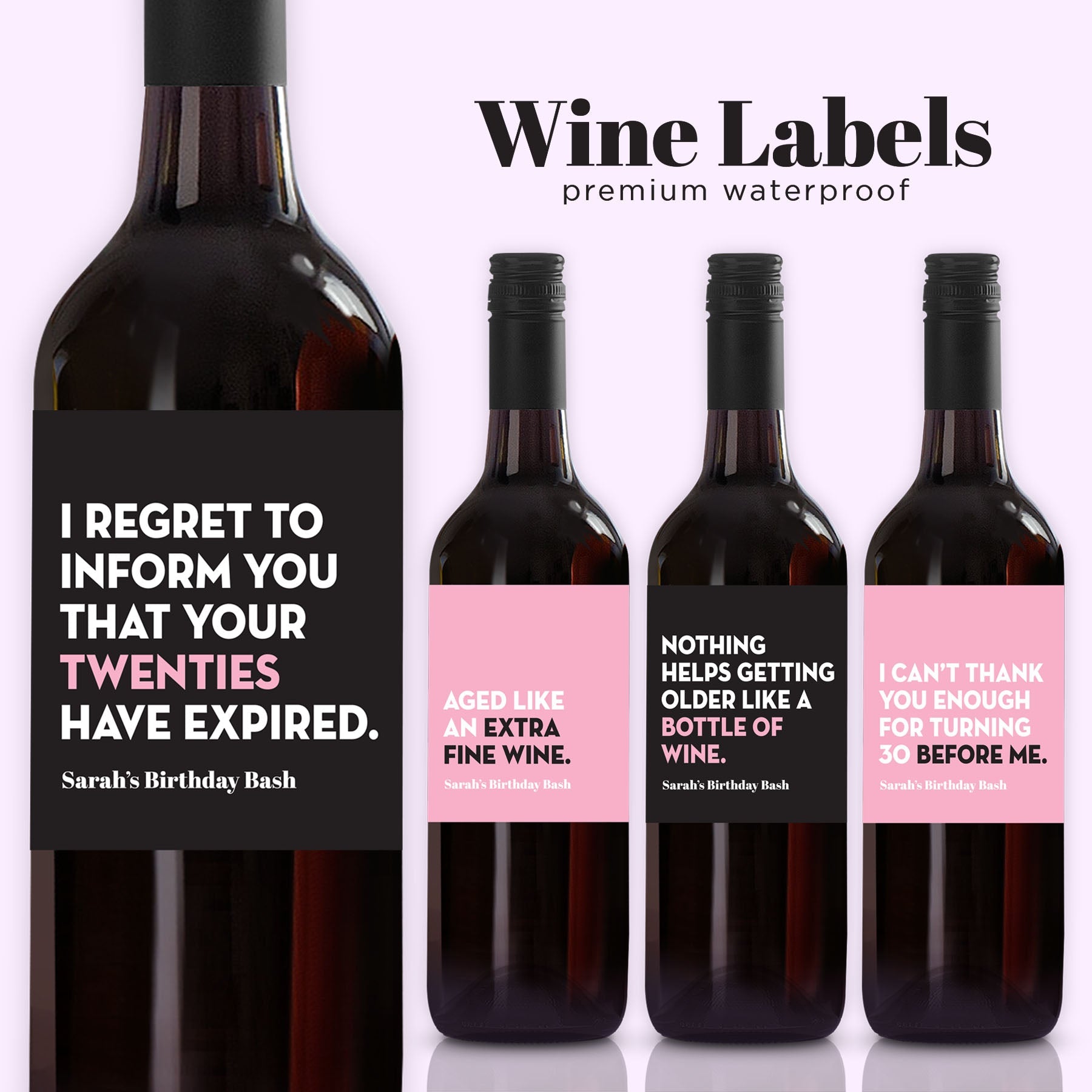30th Birthday Wine Labels | 4 Design Options