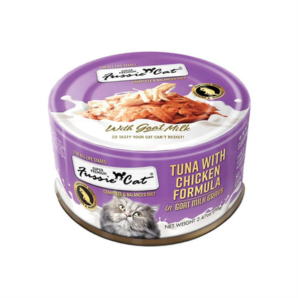 Fussie Cat Premium Tuna with Chicken in Goats Milk 24 / 2.47oz