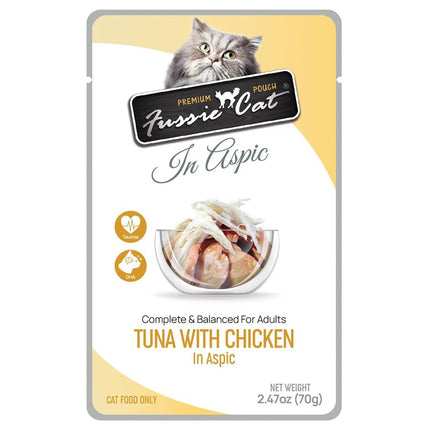 Fussie Cat Premium Tuna with Chicken in Aspic Pouches 12 / 2.47oz