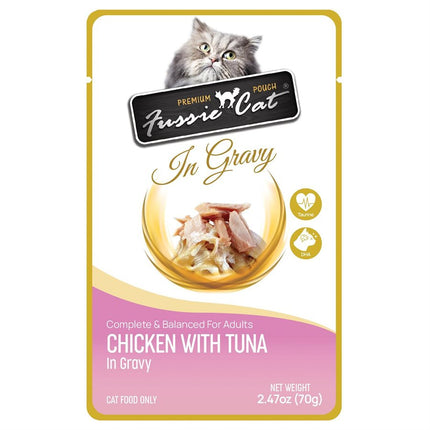 Fussie Cat Premium Chicken with Tuna in Gravy Pouches 12 / 2.47oz
