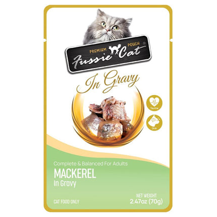 Fussie Cat Premium Mackerel in Gravy Pouches 12 / 2.47oz