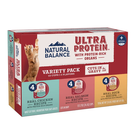 Natural Balance Ultra Protein Cat Cuts in Gravy Variety Pack 12 / 2.7oz