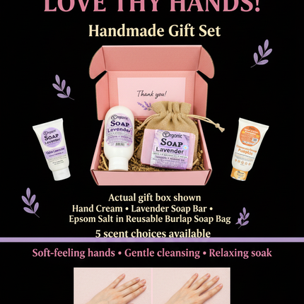 Love thy Hands-Hand cream, soap, Epsom bag. 3pc Gift