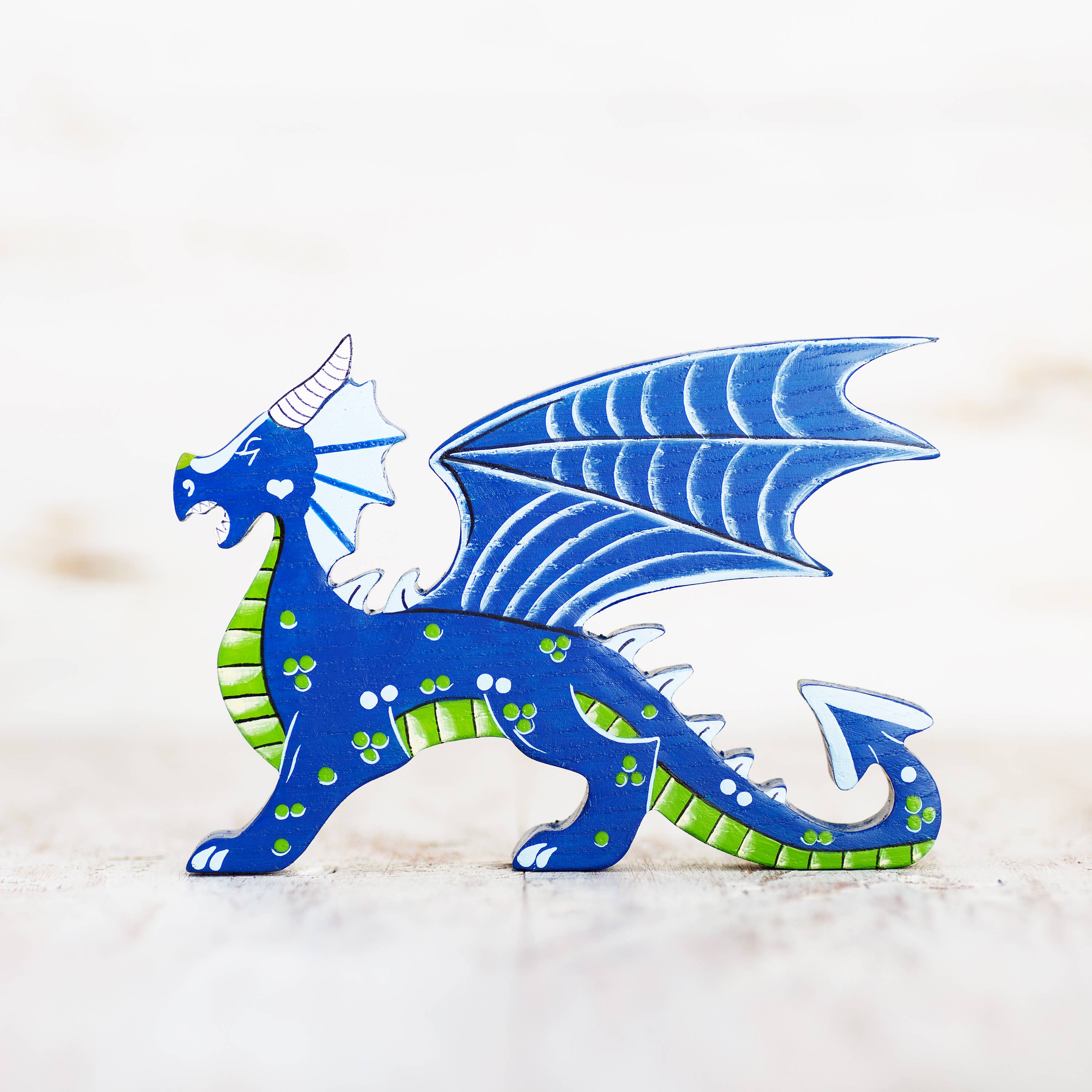 Wooden Dragon figurine Fairy creature Blue dragon