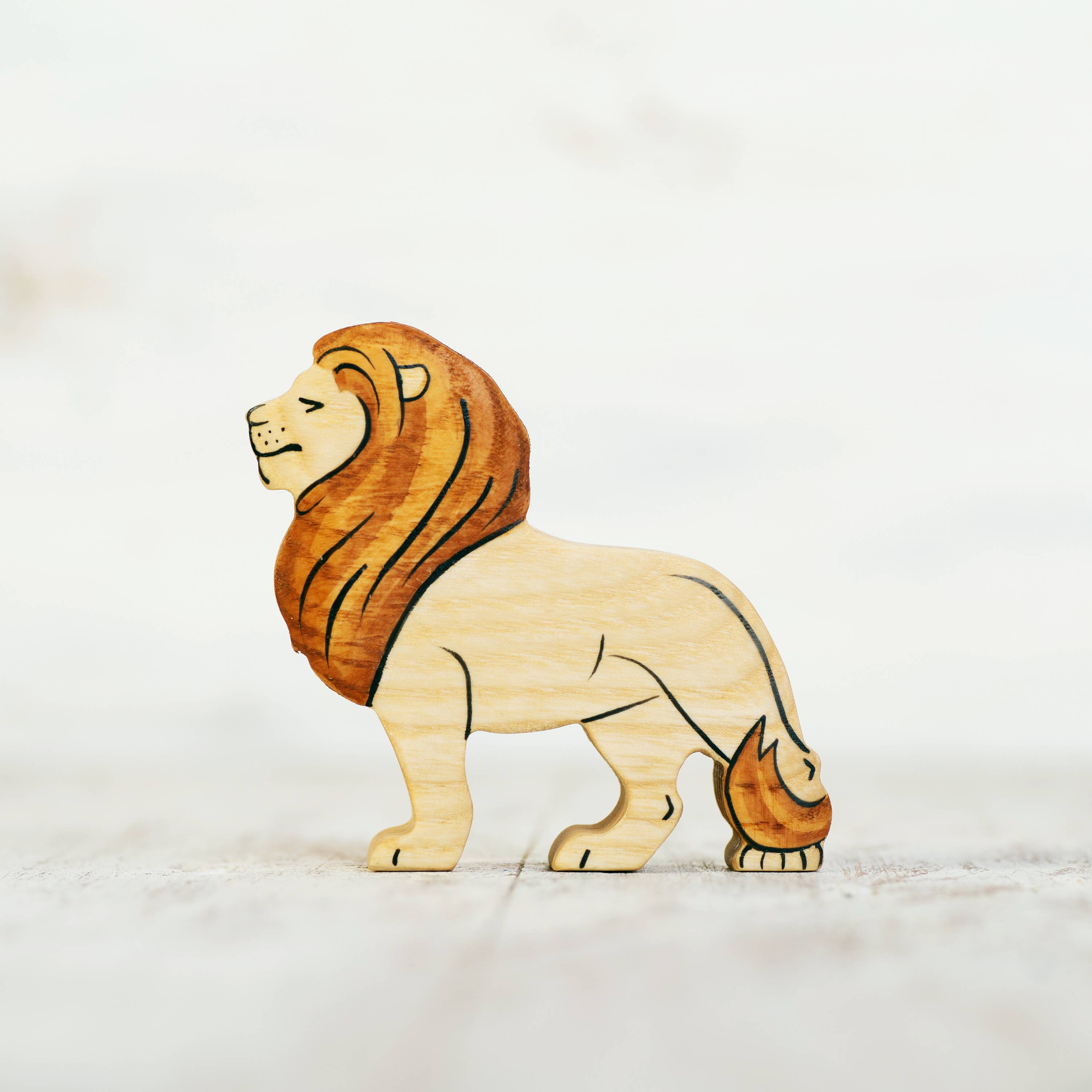 Wooden toy Lion figurine Safari animal toys African animals