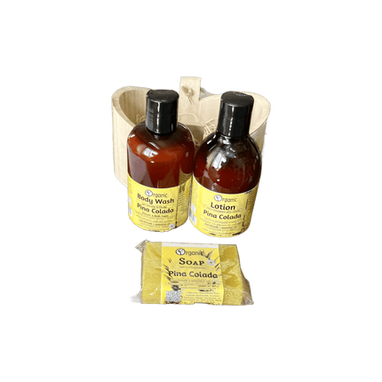 Pina colada bath+body gift in wood caddy - Just Simcoe