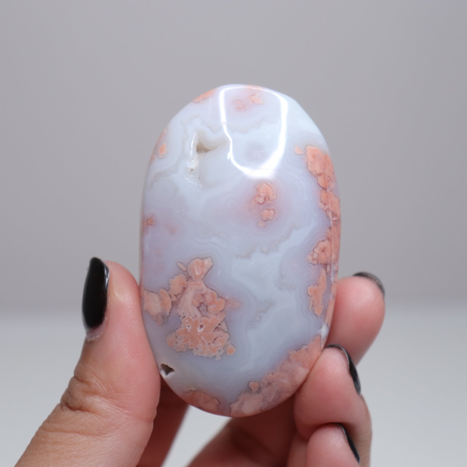 Pink Agate Palm Stone | 5