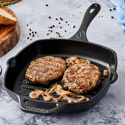 Victoria Cast Iron Grill Pan- 10"x10"