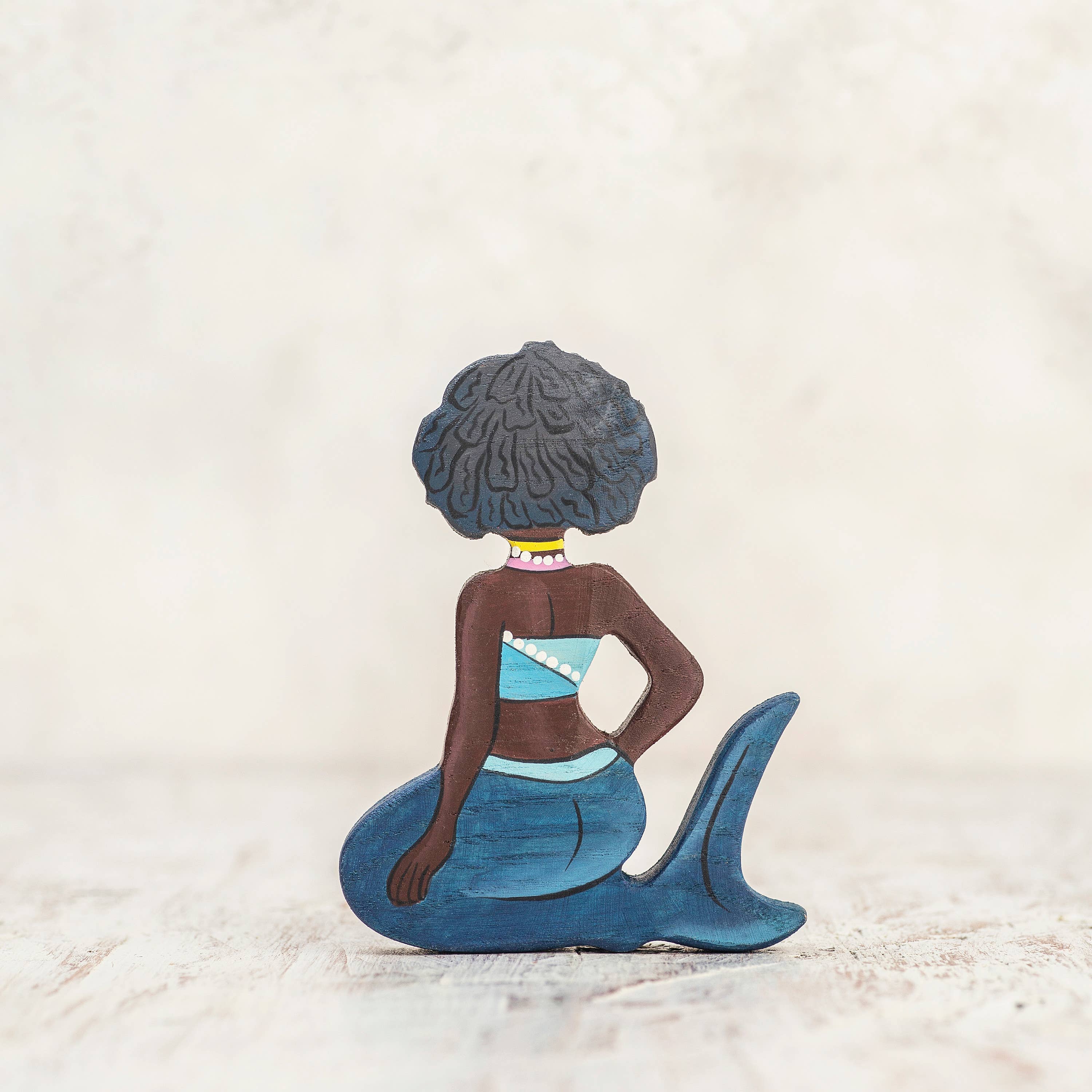 Wooden Mermaid toy Afro-American
