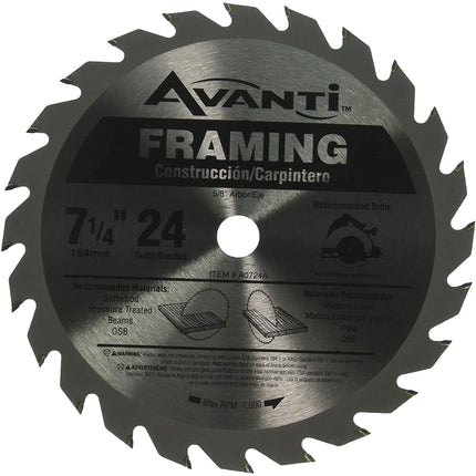 Avanti 7 1/4" X 24 Tooth Framing Circular Saw Blade