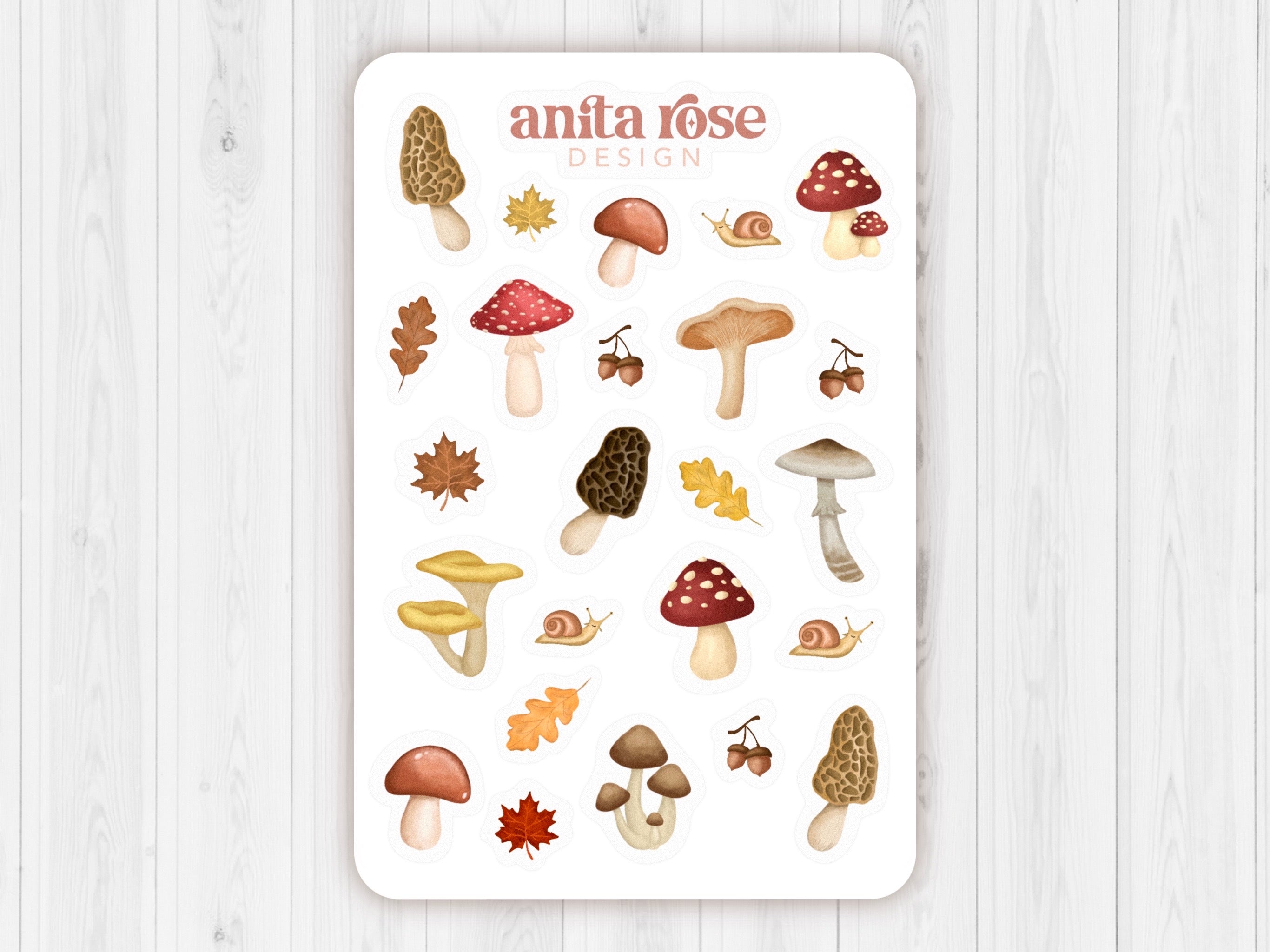 Forest Mushrooms Sticker Sheet