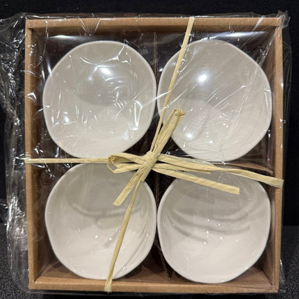 Dipping Bowls - Set of 4, White Ribbed - JustSimcoe.ca