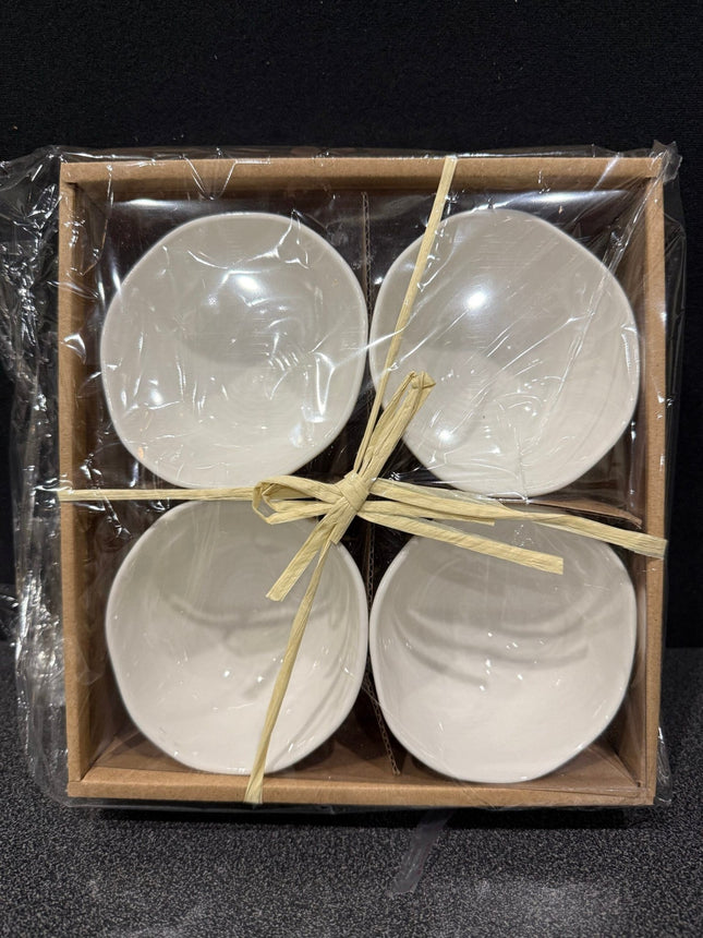Dipping Bowls - Set of 4, White Ribbed - JustSimcoe.ca