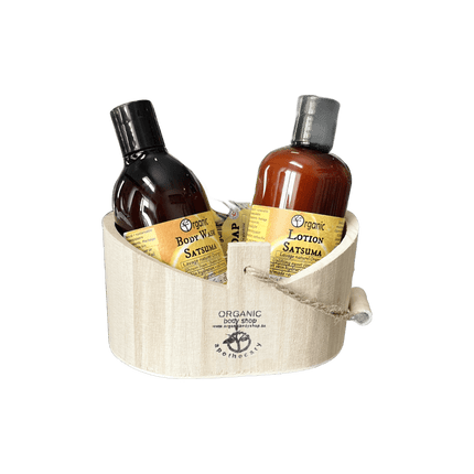 Satsuma gift. citrus balance 3pc bath+body. Wood caddy - Just Simcoe