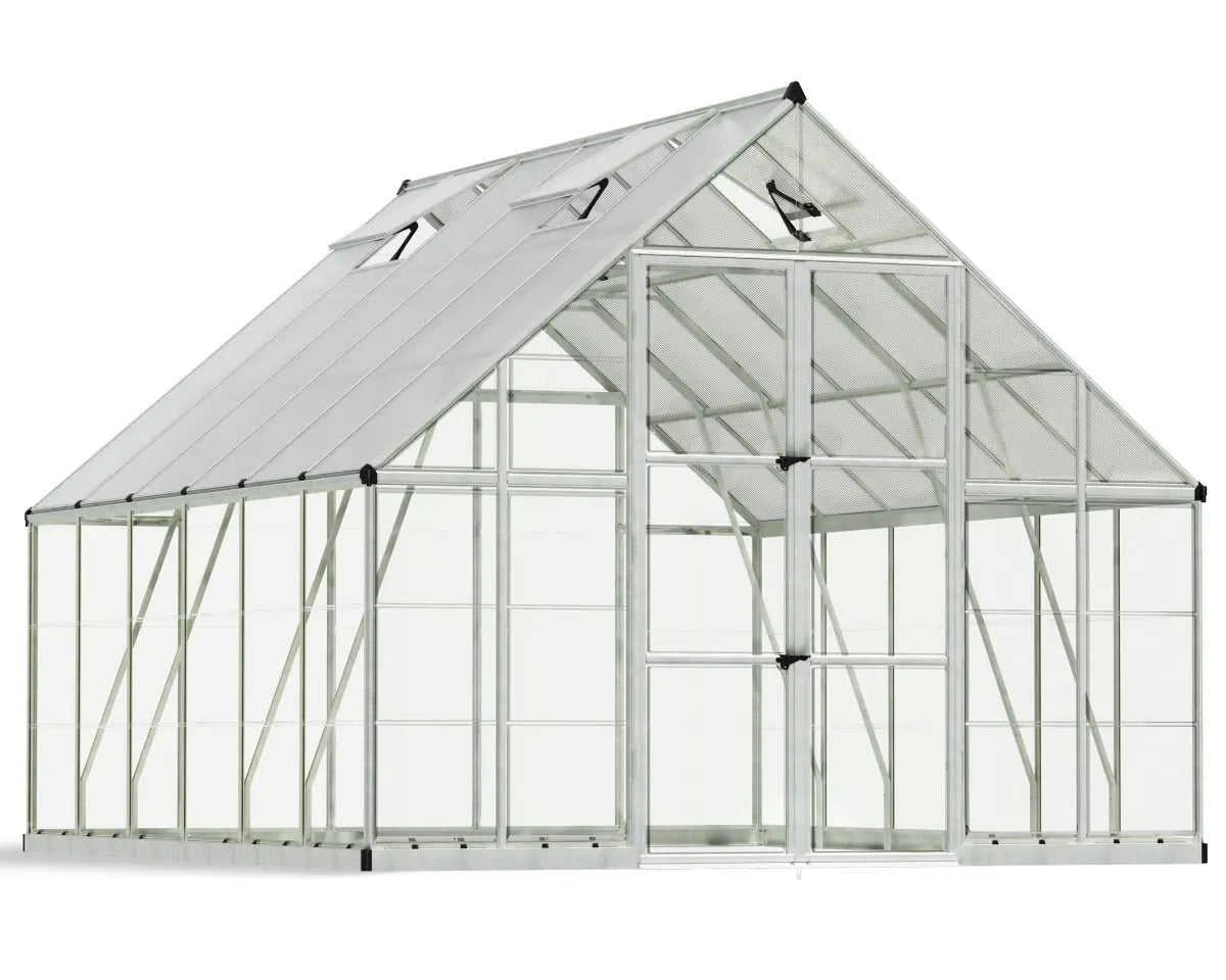 Balance® 10 ft. x 12 ft. Greenhouse Silver Frame Clear & TwinWall Panels | Palram-Canopia