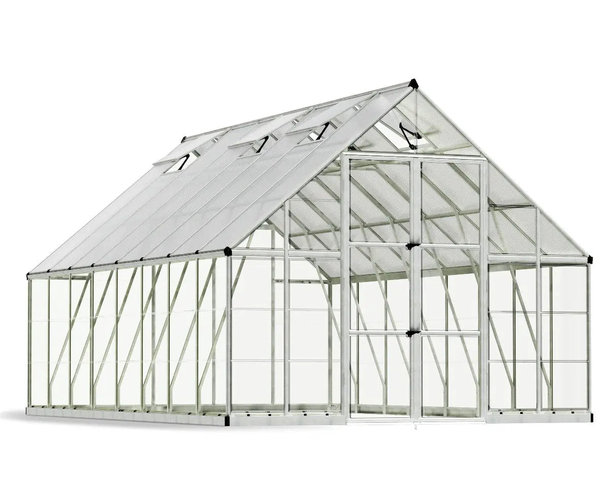 Balance® 10 ft. x 16 ft. Greenhouse Silver Frame Clear & Twin-Wall Panels | Palram-Canopia