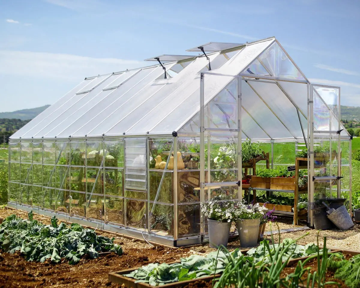 Balance® 10 ft. x 20 ft. Greenhouse Silver Frame Clear & Twin-Wall Panels | Palram-Canopia