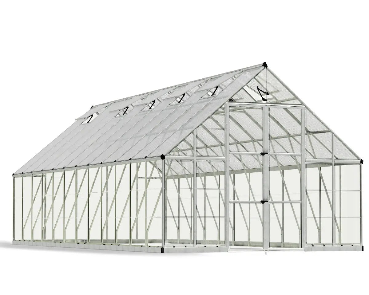 Balance® 10 ft. x 24 ft. Greenhouse Silver Frame Clear & Twin-Wall Panels | Palram-Canopia