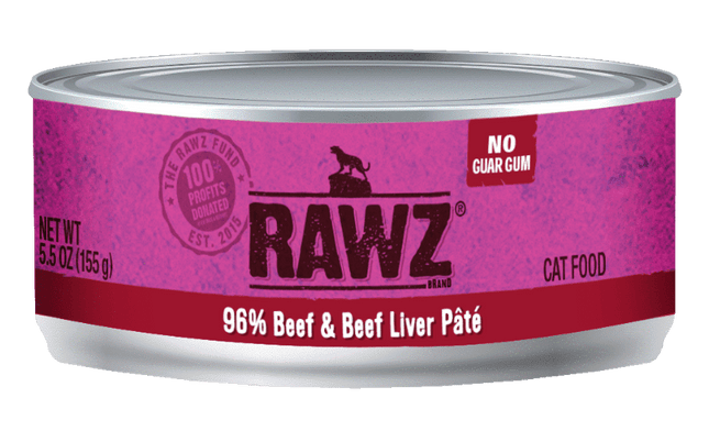 RAWZ 96% BEEF/LIVER PATE CAT CAN 156G - Just Simcoe