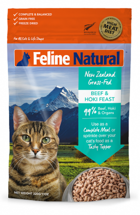 FELINE NATURAL FD BEEF/HOKI 320G